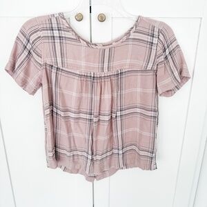 XS Caslon from Nordstrom Women's Soft Flannel Short Sleeve Top/Blouse
